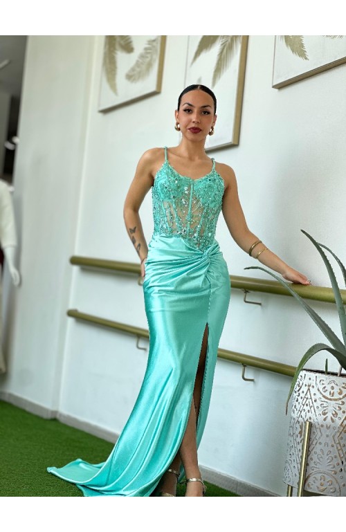 9878 VERDE AGUA VESTIDO LEA
