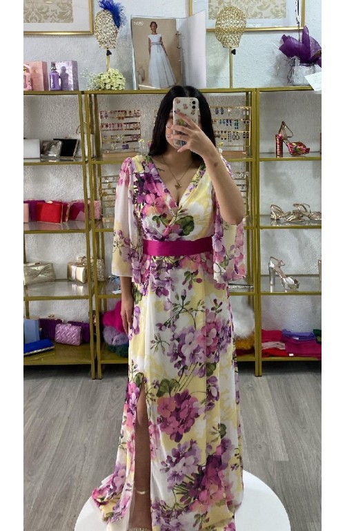 10049 VESTIDO GASA ESTAMPADO