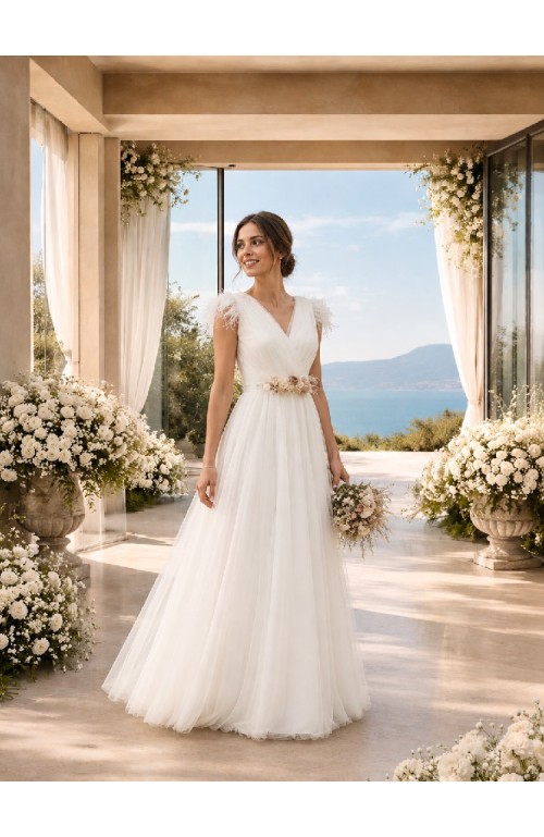 11492 VESTIDO NOVIA TUL PLUMA