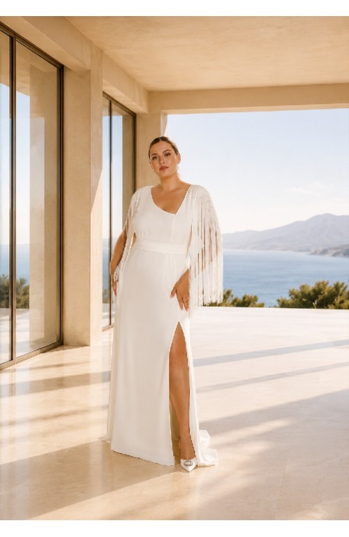 11758 VESTIDO NOVIA FLECOS TULIPÁN